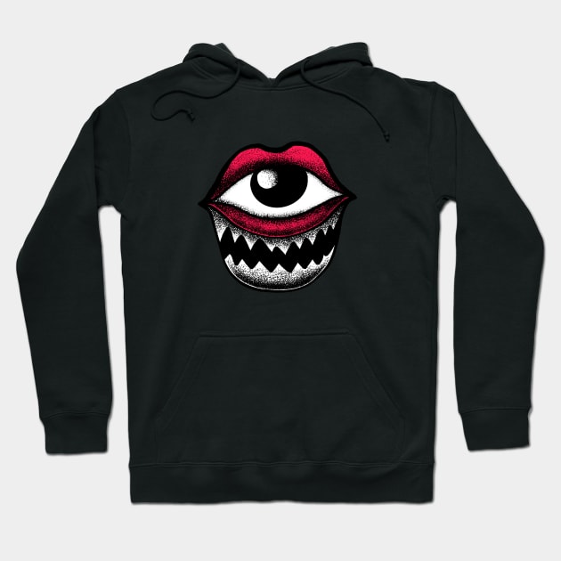 Eye Mouth Pop Art Monster Illustration Hoodie by Foxxy Merch